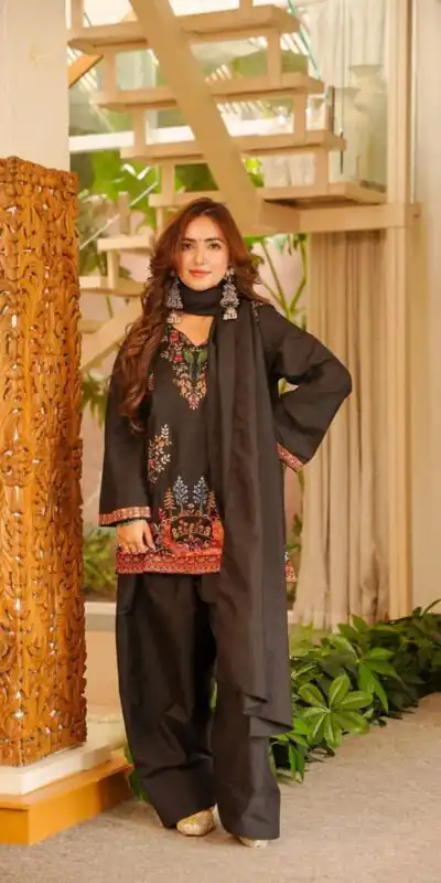 KD 1616 Black Rayon Salwar Suit with Embroidery Work & Thread Embroidery. Best Price ₹2399. Delivery 4-6 Working Days. Shop now. | Casual Suits, Jump Suits, Creative suits, Designer Suits, Palazzo Suits, Party Wear Suits, Patiala Suits, Salwar suit, Straight Suits