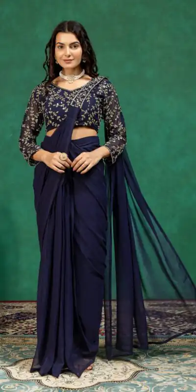 ST 1208 Navy Blue Color Faux Georgette Embroidery Sequins Work Saree Casual, Wedding, Festive, Events . Expected Delivery 4-6 Working Days @2099/- only | Creative Sarees, Bollywood Sarees, Designer Sarees, Embroidered Sarees, Ethnic Saree, Modern Digital sarees, Party Wear Sarees, Sarees