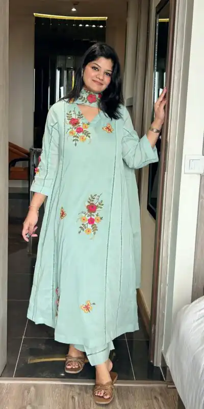 LG 2152 Sea Green in Air Tex Chino Embroidery Work & Cut Work Salwar Suit n. Get it for ₹2499. Delivery 4-6 Working Days. Shop now. | Casual Suits, Jump Suits, Creative suits, Designer Suits, Palazzo Suits, Party Wear Suits, Patiala Suits, Salwar suit, Straight Suits