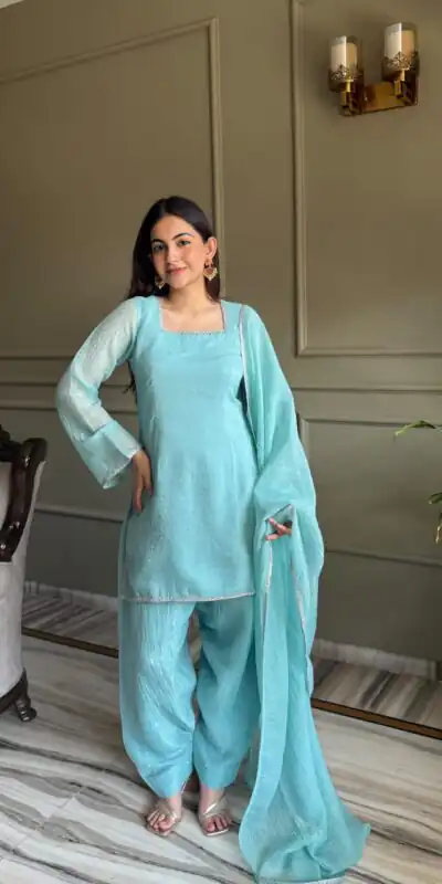 KB 297 Sky Blue Crunchy Silk Salwar Suit with Embroidery Work. Wedding, Party, Festive, Events Best Price ₹2029. Delivery 4-6 Working Days. Shop now. | Casual Suits, Jump Suits, Creative suits, Designer Suits, Palazzo Suits, Party Wear Suits, Patiala Suits, Salwar suit, Straight Suits