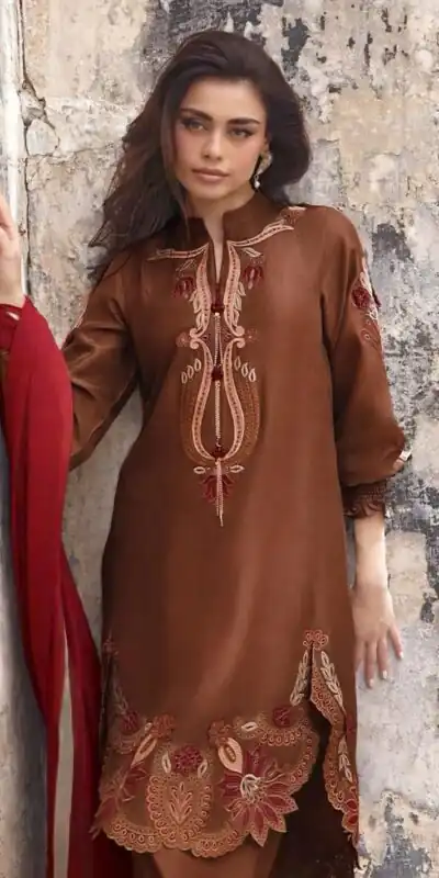 LG 2157 Rust Rust Gajji Silk Salwar Suit with Embroidery Work. Exclusive Offer ₹2849. Delivery 4-6 Working Days. Shop now. | Casual Suits, Jump Suits, Creative suits, Designer Suits, Palazzo Suits, Party Wear Suits, Patiala Suits, Salwar suit, Straight Suits
