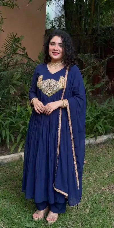 WW 1288 Blue Mal Chanderi Salwar Suit Perfect for Wedding, Party, Baisakhi, Housewarming, Sangeet – Introductory Price ₹2399. Delivery 4-6 Working D | Casual Suits, Jump Suits, Creative suits, Designer Suits, Palazzo Suits, Party Wear Suits, Patiala Suits, Salwar suit, Straight Suits