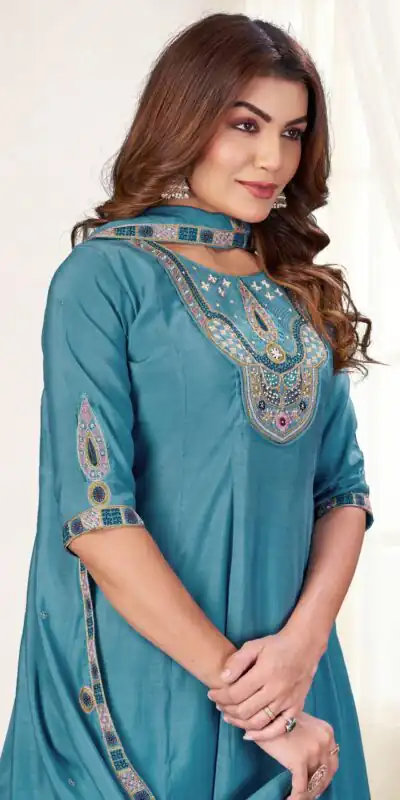 DIVA 171 Blue Mal Chanderi Salwar Suit Perfect for Wedding, Party, Baisakhi, Housewarming, Sangeet – Introductory Price ₹2449. Delivery 4-6 Working D | Casual Suits, Jump Suits, Creative suits, Designer Suits, Palazzo Suits, Party Wear Suits, Patiala Suits, Salwar suit, Straight Suits