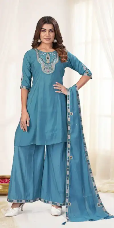 DIVA 171 Blue Mal Chanderi Salwar Suit Perfect for Wedding, Party, Baisakhi, Housewarming, Sangeet – Introductory Price ₹2449. Delivery 4-6 Working D | Casual Suits, Jump Suits, Creative suits, Designer Suits, Palazzo Suits, Party Wear Suits, Patiala Suits, Salwar suit, Straight Suits