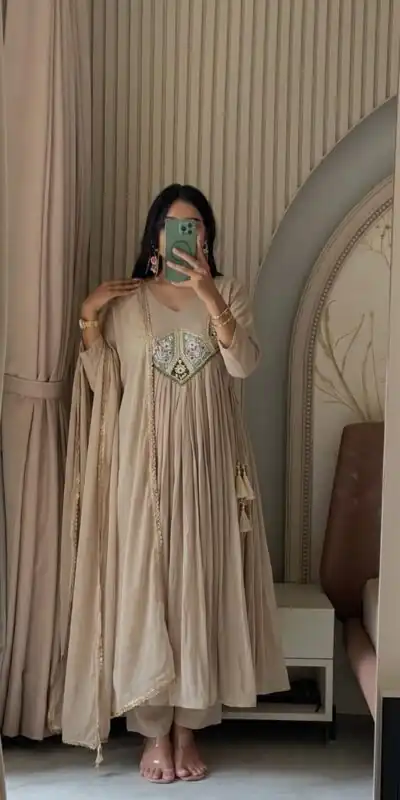 WW 1288 Cream Mal Chanderi Salwar Suit Perfect for Wedding, Party, Baisakhi, Housewarming, Sangeet – Introductory Price ₹2399. Delivery 4-6 Working D | Casual Suits, Jump Suits, Creative suits, Designer Suits, Palazzo Suits, Party Wear Suits, Patiala Suits, Salwar suit, Straight Suits