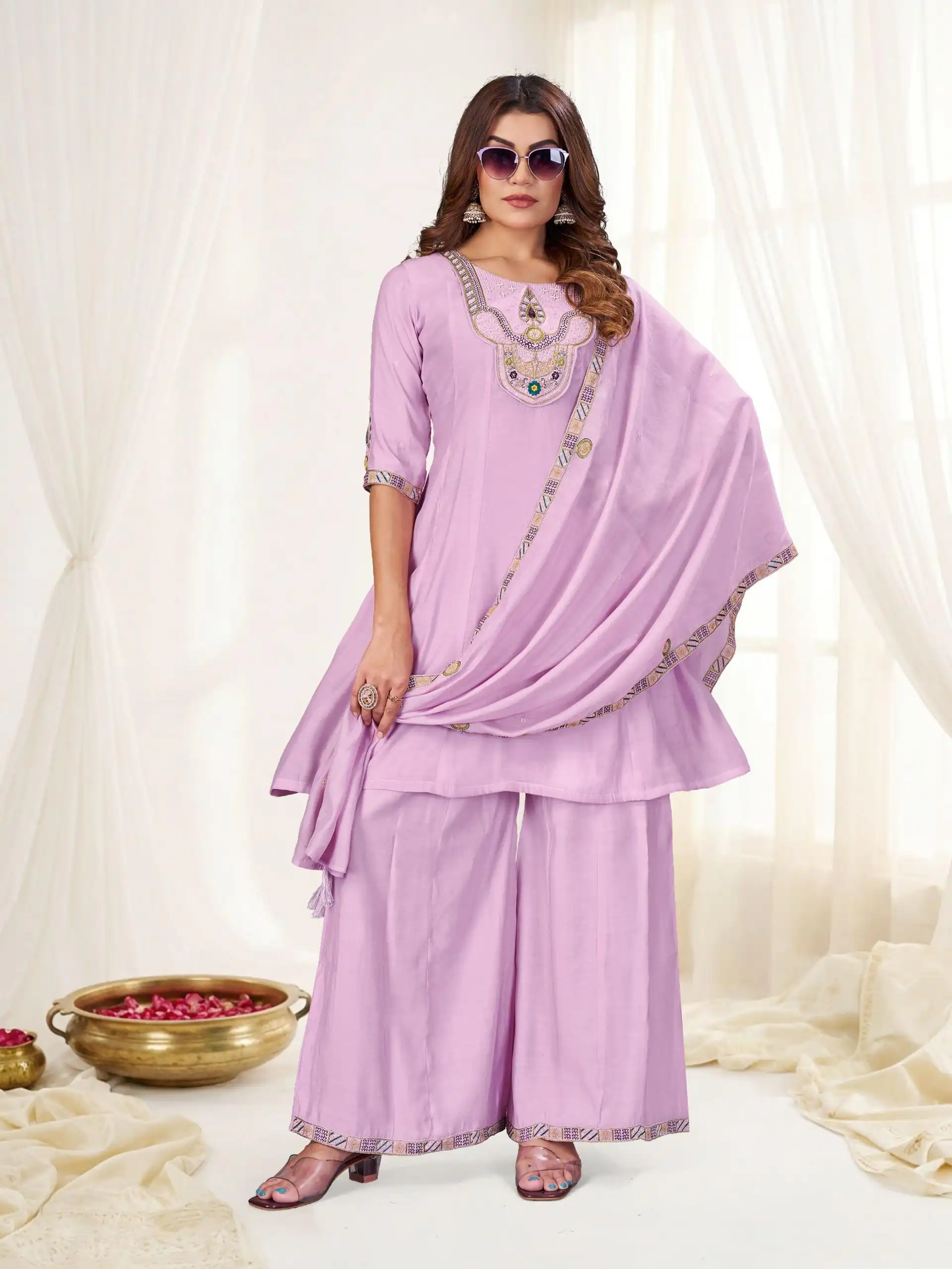 DIVA 171 Lavender Mal Chanderi Salwar Suit Perfect for Wedding, Party, Baisakhi, Housewarming, Sangeet – Introductory Price ₹2449. Delivery 4-6 Working D | Casual Suits, Jump Suits, Creative suits, Designer Suits, Palazzo Suits, Party Wear Suits, Patiala Suits, Salwar suit, Straight Suits