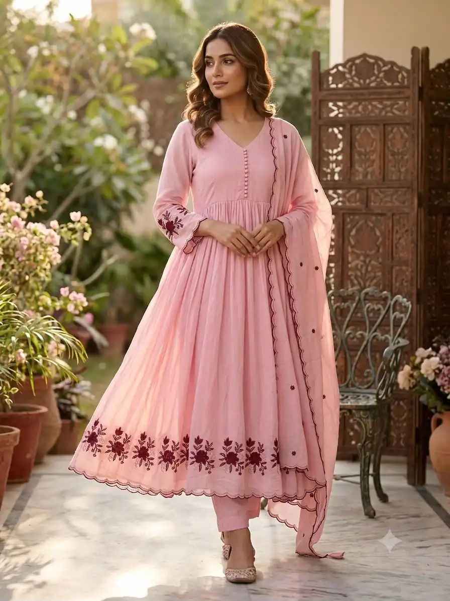 LG 2146 Peach Mul Chanderi Salwar Suit with Embroidery Work & Sequins Work. Festive Deal ₹2699. Delivery 4-6 Working Days. Shop now | Casual Suits, Jump Suits, Creative suits, Designer Suits, Palazzo Suits, Party Wear Suits, Patiala Suits, Salwar suit, Straight Suits