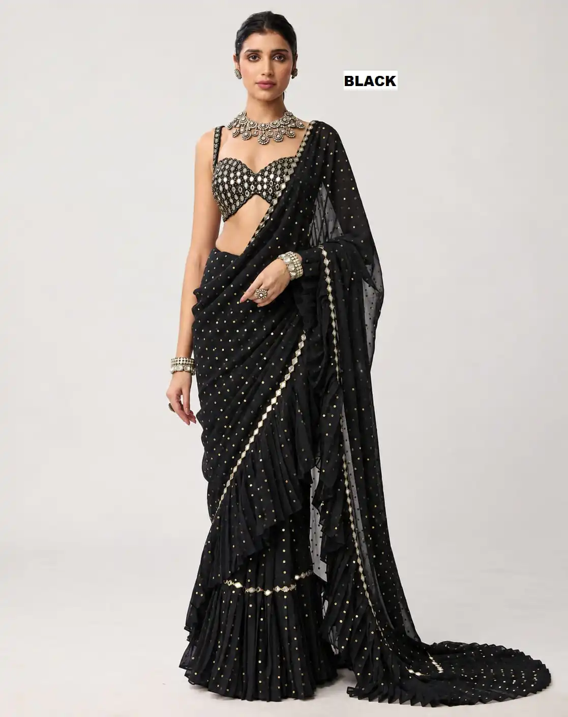 DF 3455 Black Color Faux Georgette Embroidery Sequins Work Saree Casual, Wedding, Festive, Events . Expected Delivery  4-6 Working Days @2199/- only                                                                                | Creative Sarees, Bollywood Sarees, Designer Sarees, Embroidered Sarees, Ethnic Saree, Modern Digital sarees, Party Wear Sarees, Sarees