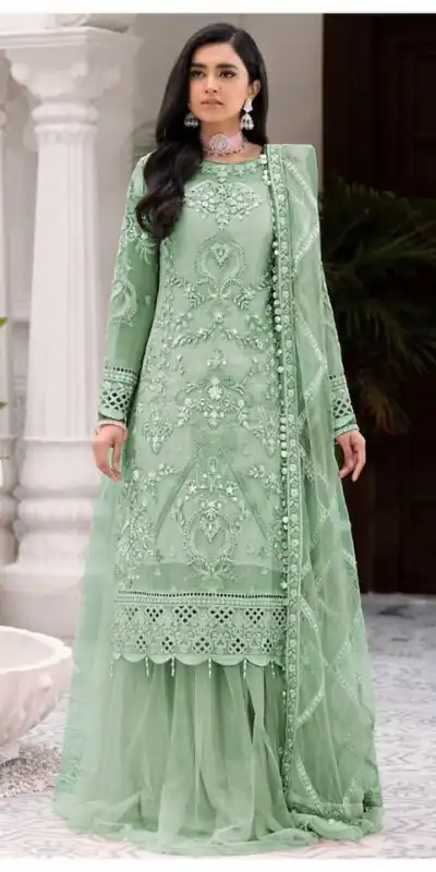 FC 131 Pista Georgette Salwar Suit with Mirror Work & Embroidery Work. Get it for ₹2349. Delivery 4-6 Working Days. Shop now. | Casual Suits, Jump Suits, Creative suits, Designer Suits, Palazzo Suits, Party Wear Suits, Patiala Suits, Salwar suit, Straight Suits