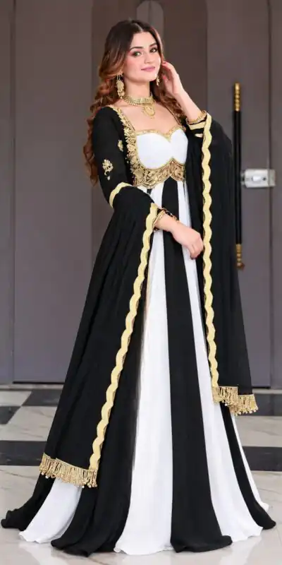 ND 5072 Black Fendy Silk Gown with Embroidery Work & Sequins Work. Special Price ₹2849. Delivery 4-6 Working Days. Shop now. | Bollywood Gowns, Creative Gowns, Designer Gowns, Embroidered Gowns, Gowns, Party Wear Gowns