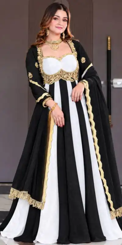 ND 5072 Black Fendy Silk Gown with Embroidery Work & Sequins Work. Special Price ₹2849. Delivery 4-6 Working Days. Shop now. | Bollywood Gowns, Creative Gowns, Designer Gowns, Embroidered Gowns, Gowns, Party Wear Gowns