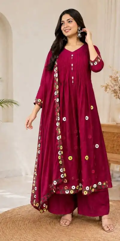DIVA 181 Red Mal Chanderi Salwar Suit Perfect for Wedding, Party, Baisakhi, Housewarming, Sangeet – Introductory Price ₹2299. Delivery 4-6 Working D | Casual Suits, Jump Suits, Creative suits, Designer Suits, Palazzo Suits, Party Wear Suits, Patiala Suits, Salwar suit, Straight Suits