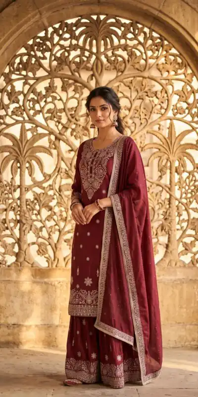 WW 1243 Maroon NC Zimmy Silk Salwar Suit Perfect for Wedding, Party, Baby Shower, Festival Celebrations, Pongal – . Grab it for ₹2449. Delivery 4-6 Worki | Casual Suits, Jump Suits, Creative suits, Designer Suits, Palazzo Suits, Party Wear Suits, Patiala Suits, Salwar suit, Straight Suits