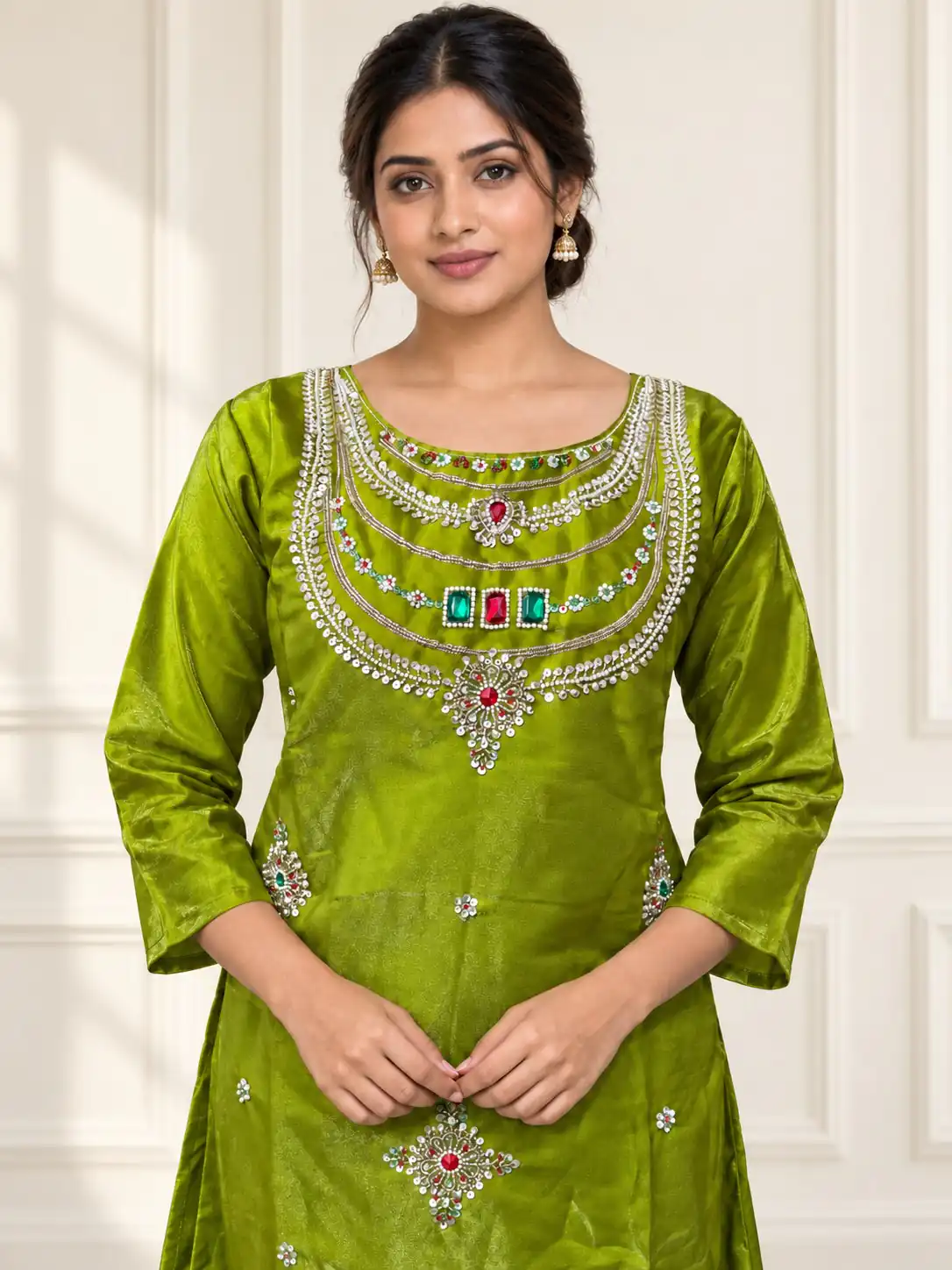 DIVA 188 Mehendi Glass Silk Salwar Suit Perfect for Wedding, Party, Durga Puja, Haldi, Makar Sankranti –Available at ₹2799 only. Delivery 4-6 Working Days | Casual Suits, Jump Suits, Creative suits, Designer Suits, Palazzo Suits, Party Wear Suits, Patiala Suits, Salwar suit, Straight Suits