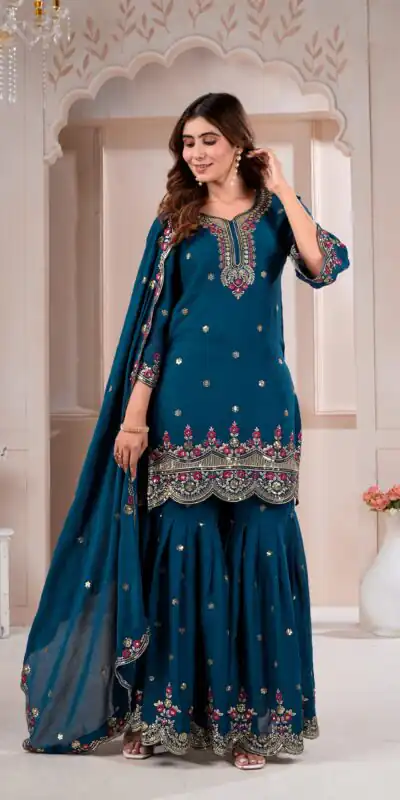 FE 158 Teal Rangoli Silk Perfect for Wedding, Party, Holi, Pooja, Anniversary – Salwar Suit. Get it for ₹2449. Delivery 4-6 Working Days. Shop now. | Casual Suits, Jump Suits, Creative suits, Designer Suits, Palazzo Suits, Party Wear Suits, Patiala Suits, Salwar suit, Straight Suits