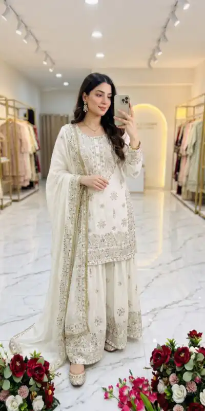 WW 1243 White NC Zimmy Silk Salwar Suit Perfect for Wedding, Party, Baby Shower, Festival Celebrations, Pongal – . Grab it for ₹2449. Delivery 4-6 Worki | Casual Suits, Jump Suits, Creative suits, Designer Suits, Palazzo Suits, Party Wear Suits, Patiala Suits, Salwar suit, Straight Suits