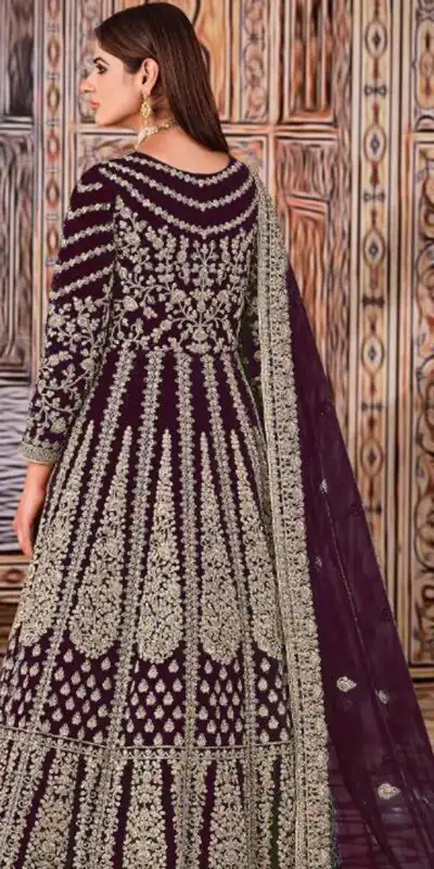 FC 2701 Wine Sequins Work & Embroidery Work Salwar Suitin Peach Butterfly Net. Grab it for ₹3149. Delivery 4-6 Working Days. Shop now. | Casual Suits, Jump Suits, Creative suits, Designer Suits, Palazzo Suits, Party Wear Suits, Patiala Suits, Salwar suit, Straight Suits