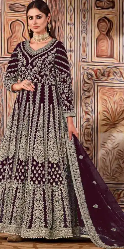 FC 2701 Wine Sequins Work & Embroidery Work Salwar Suitin Peach Butterfly Net. Grab it for ₹3149. Delivery 4-6 Working Days. Shop now. | Casual Suits, Jump Suits, Creative suits, Designer Suits, Palazzo Suits, Party Wear Suits, Patiala Suits, Salwar suit, Straight Suits