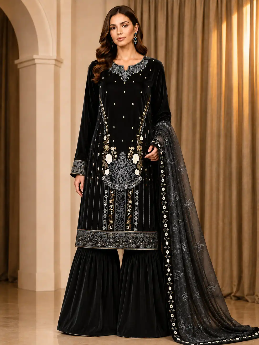 FC 729 Black 9000 Velvet Salwar Suit. Perfect for Wedding, Party, Bridal Wear, Onam, Karwa Chauth – Exclusive Offer ₹2999. Delivery 4-6 Working Days. | Casual Suits, Jump Suits, Creative suits, Designer Suits, Palazzo Suits, Party Wear Suits, Patiala Suits, Salwar suit, Straight Suits