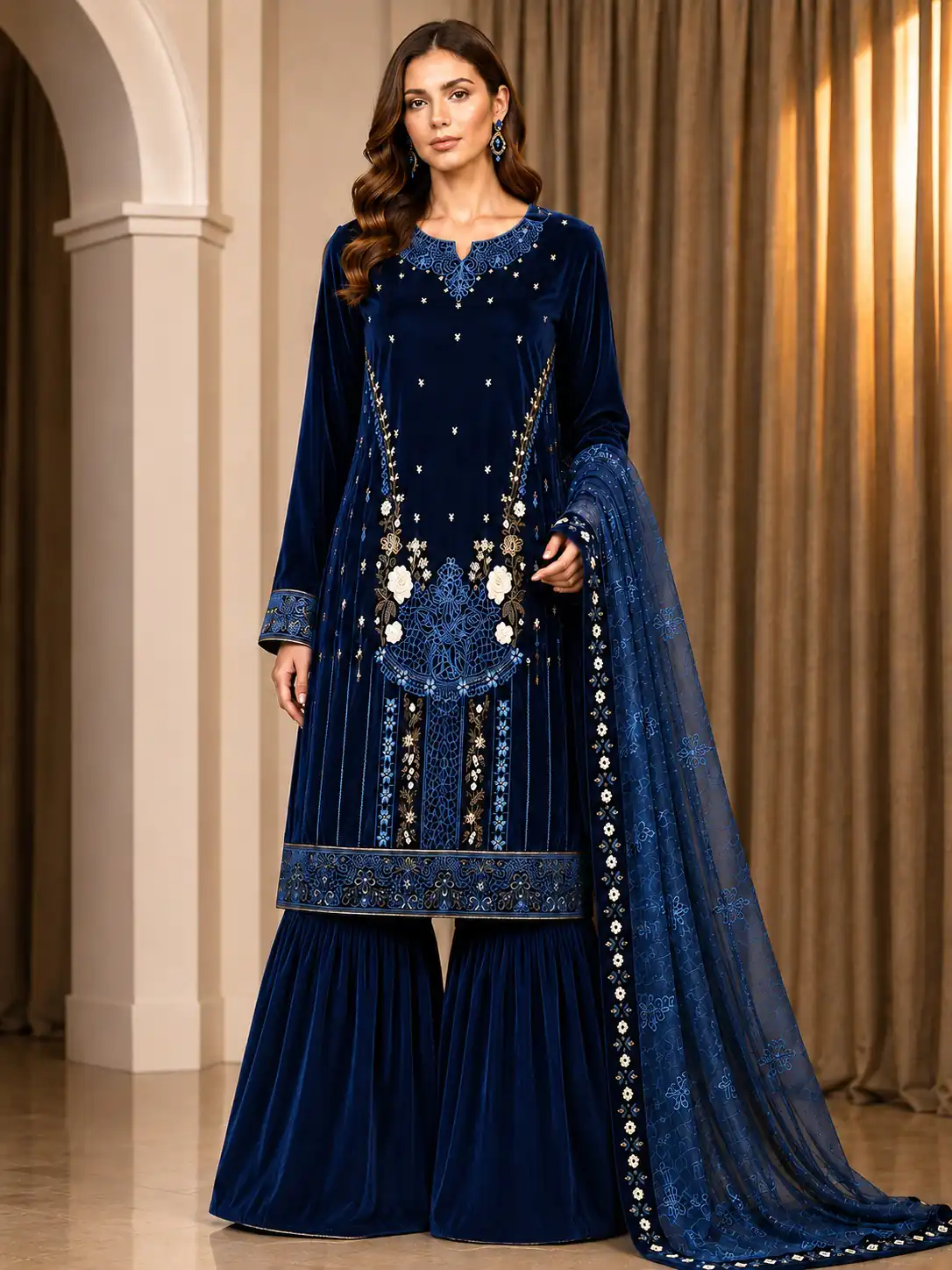 FC 729 Blue 9000 Velvet Salwar Suit. Perfect for Wedding, Party, Bridal Wear, Onam, Karwa Chauth – Exclusive Offer ₹2999. Delivery 4-6 Working Days. | Casual Suits, Jump Suits, Creative suits, Designer Suits, Palazzo Suits, Party Wear Suits, Patiala Suits, Salwar suit, Straight Suits
