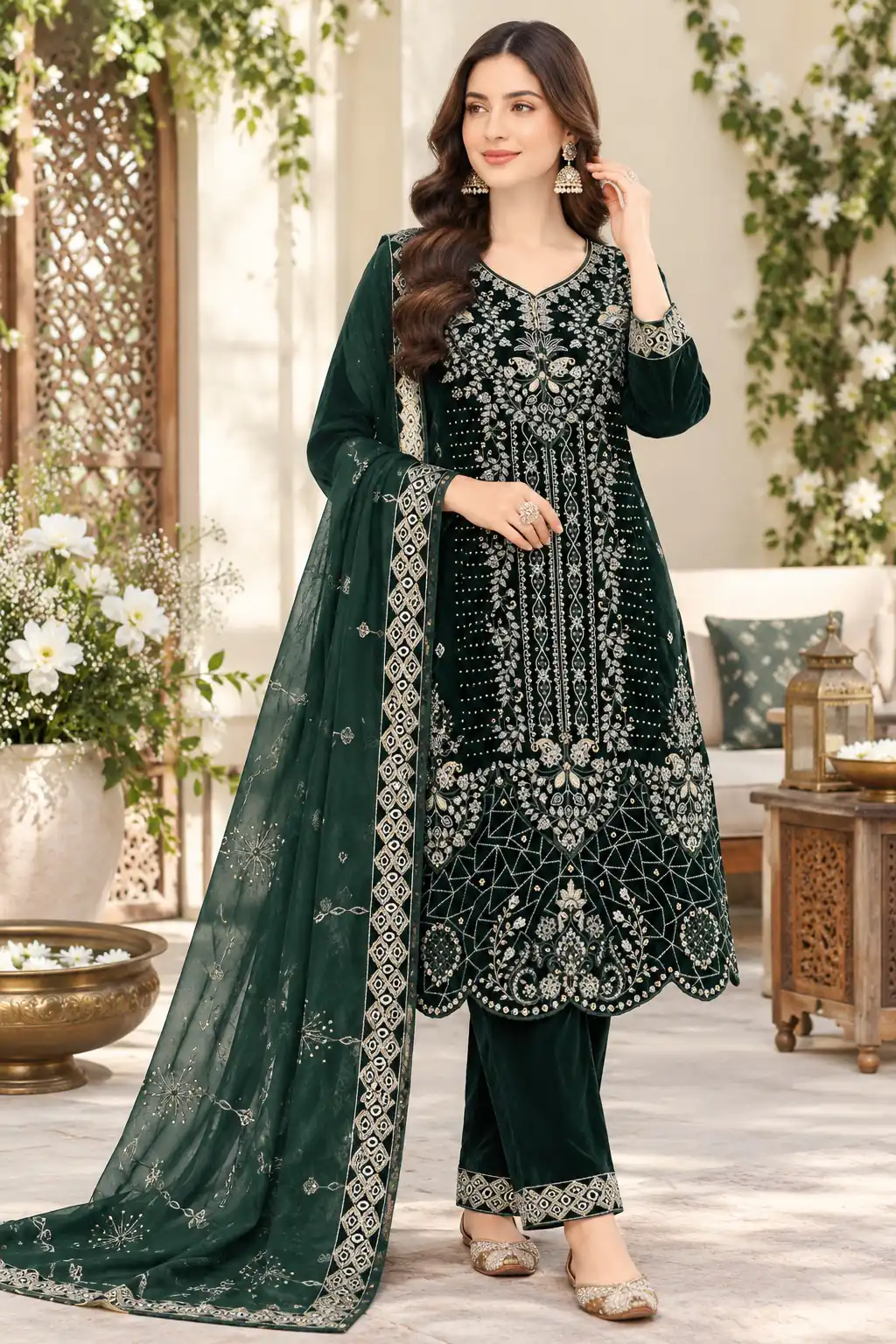 FC 736 Green 9000 Velvet Salwar Suit. Perfect for Wedding, Party, Bridal Wear, Onam, Karwa Chauth – Exclusive Offer ₹3049. Delivery 4-6 Working Days. | Casual Suits, Jump Suits, Creative suits, Designer Suits, Palazzo Suits, Party Wear Suits, Patiala Suits, Salwar suit, Straight Suits