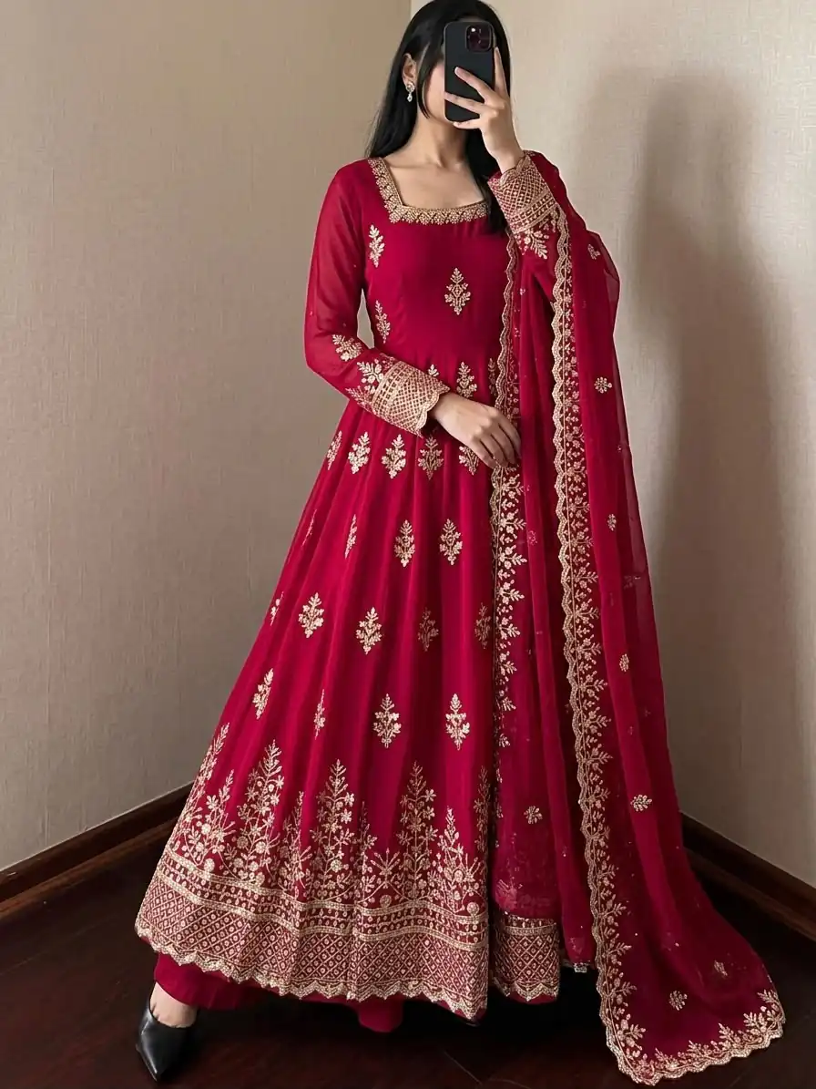 NSR 918 Pink Fendy Silk Gown with Embroidery Work & Sequins Work. Special Price ₹2399. Delivery 4-6 Working Days. Shop now. | Bollywood Gowns, Creative Gowns, Designer Gowns, Embroidered Gowns, Gowns, Party Wear Gowns