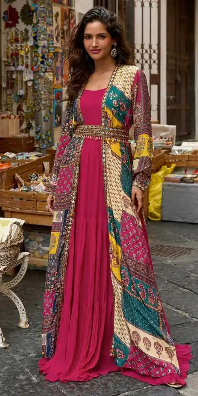 FC 20034 Pink Crepe Silk Shrug Suit Perfect for Wedding, Party, Festival Celebrations, Holi, Pooja – . Introductory Price ₹3049. Delivery 4-6 Working | Casual Suits, Jump Suits, Creative suits, Designer Suits, Palazzo Suits, Party Wear Suits, Patiala Suits, Salwar suit, Straight Suits