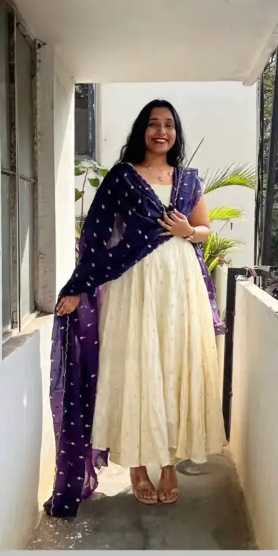 PC 567 Purple Trendy Chinon Silk Sequins Work Blue Dupatta Gown . Available at ₹1999 only. Delivery 4-6 Working Days. Shop now. | Bollywood Gowns, Creative Gowns, Designer Gowns, Embroidered Gowns, Gowns, Party Wear Gowns