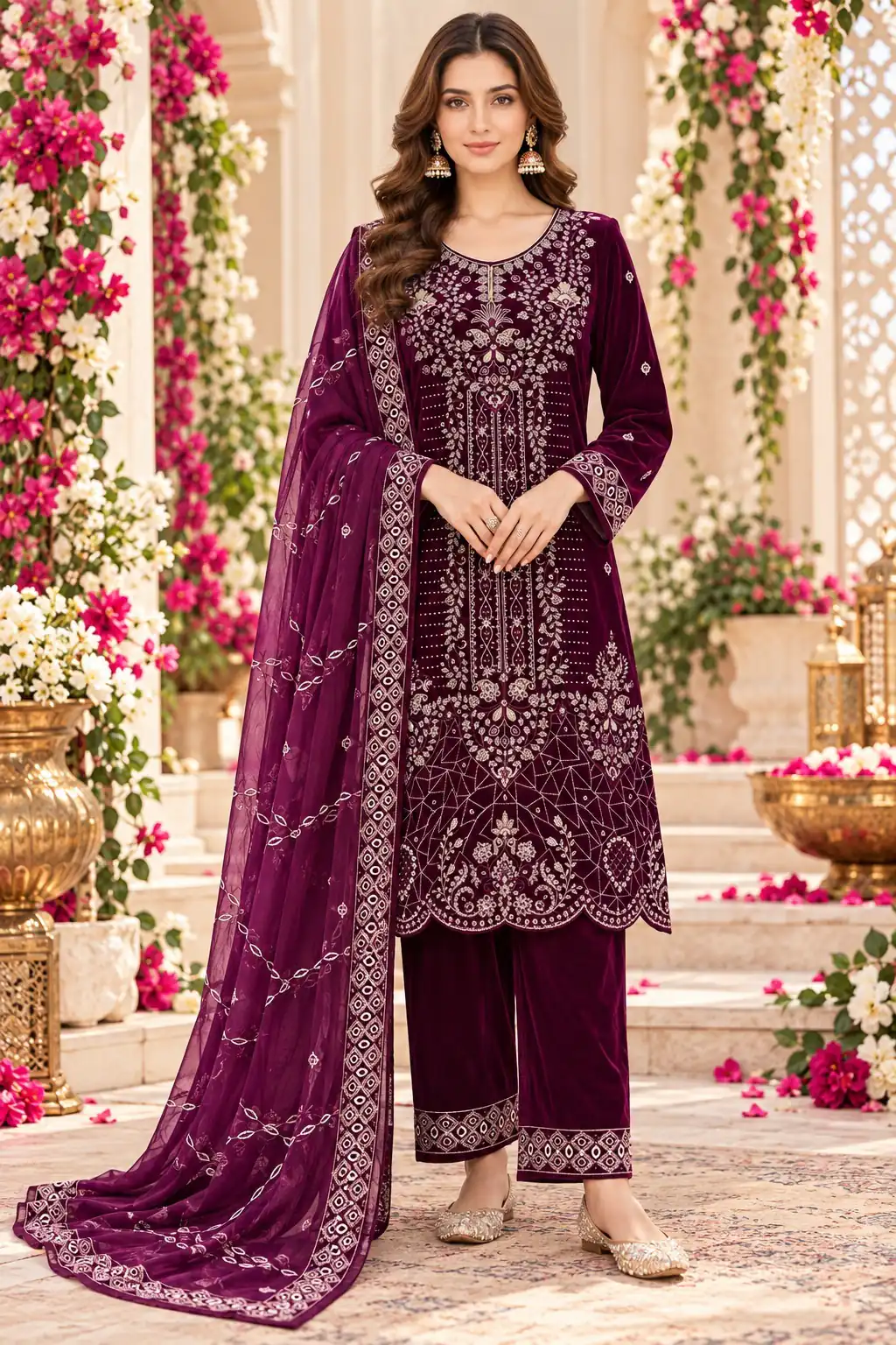 FC 736 Wine 9000 Velvet Salwar Suit. Perfect for Wedding, Party, Bridal Wear, Onam, Karwa Chauth – Exclusive Offer ₹3049. Delivery 4-6 Working Days. | Casual Suits, Jump Suits, Creative suits, Designer Suits, Palazzo Suits, Party Wear Suits, Patiala Suits, Salwar suit, Straight Suits