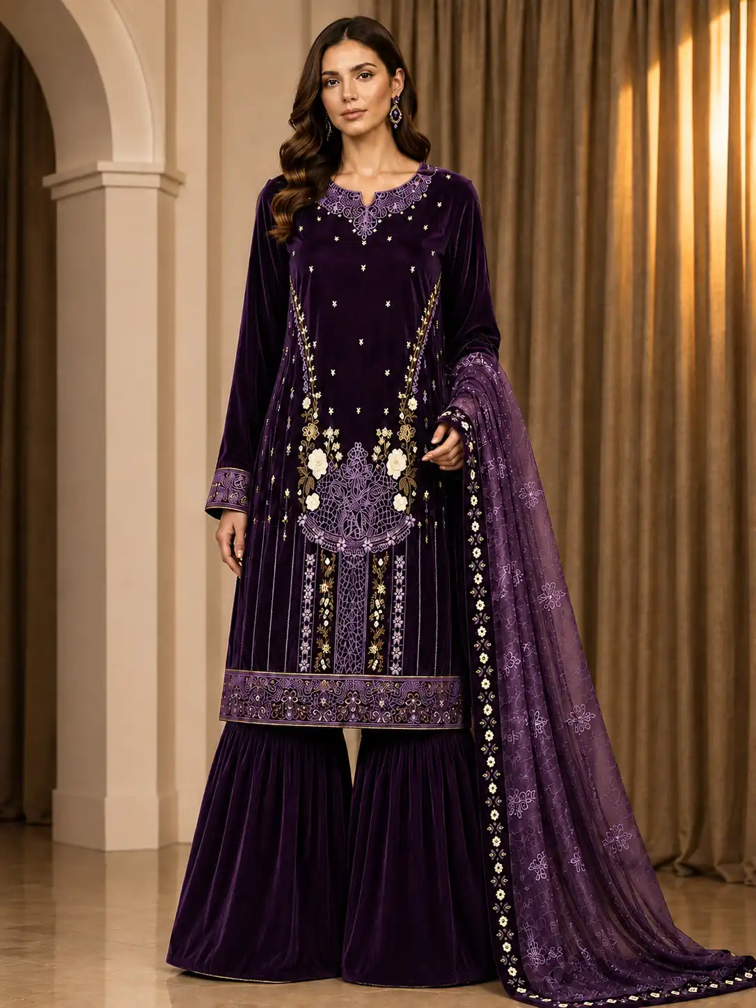 FC 729 Wine 9000 Velvet Salwar Suit. Perfect for Wedding, Party, Bridal Wear, Onam, Karwa Chauth – Exclusive Offer ₹2999. Delivery 4-6 Working Days. | Casual Suits, Jump Suits, Creative suits, Designer Suits, Palazzo Suits, Party Wear Suits, Patiala Suits, Salwar suit, Straight Suits