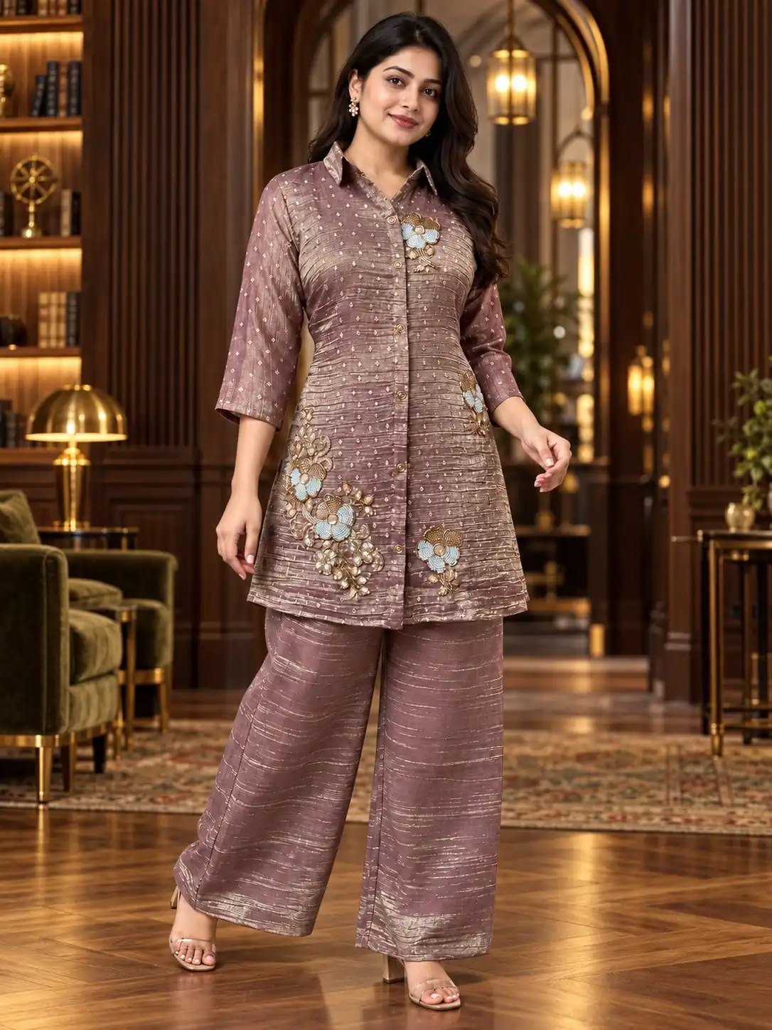 DIVA 170 Brown Colour | Brown Salsa Silk Kurti with Hand Work. Get it for ₹2399. Delivery 4-6 Working Days. Online Shop now. | Bollywood Kurti, Creative Kurtis, Designer Kurti, Kurti, Party Wear Kurti, Selfie Kurti