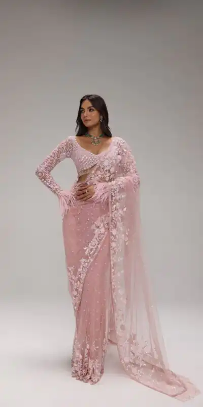 DF 3473 Light Pink Color Butterfly Net Sequence Embroiderer Work Saree Casual, Wedding, Festive, Events . Expected Delivery 4-6 Working Days @1999/- only | Creative Sarees, Bollywood Sarees, Designer Sarees, Embroidered Sarees, Ethnic Saree, Modern Digital sarees, Party Wear Sarees, Sarees