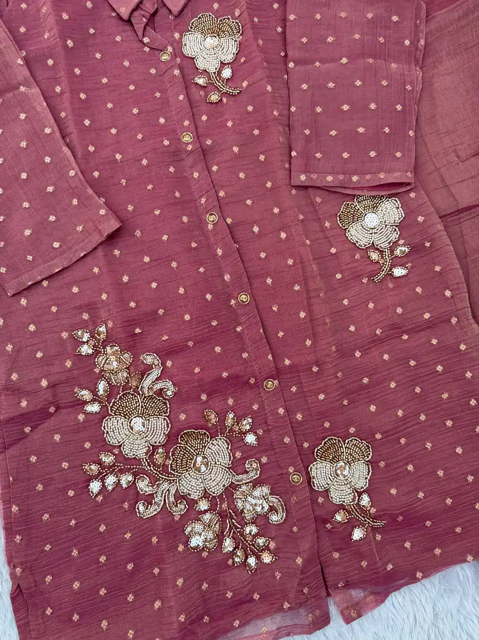 DIVA 170 Pink Colour | Brown Salsa Silk Kurti with Hand Work. Get it for ₹2399. Delivery 4-6 Working Days. Online Shop now. | Bollywood Kurti, Creative Kurtis, Designer Kurti, Kurti, Party Wear Kurti, Selfie Kurti