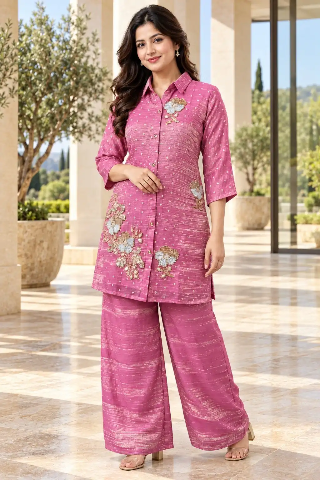 DIVA 170 Pink Colour | Brown Salsa Silk Kurti with Hand Work. Get it for ₹2399. Delivery 4-6 Working Days. Online Shop now. | Bollywood Kurti, Creative Kurtis, Designer Kurti, Kurti, Party Wear Kurti, Selfie Kurti