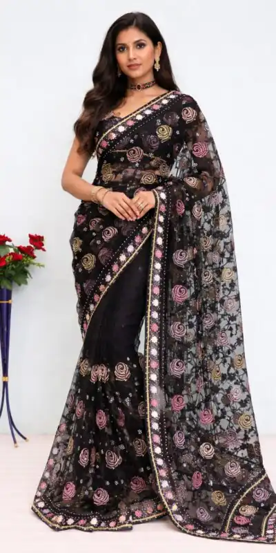 BT GULABO Black Color Butterfly Net 5mm Sequence Embroiderer Work Saree Casual, Wedding, Festive, Events . Expected Delivery 4-6 Working Days @2299/- only | Creative Sarees, Bollywood Sarees, Designer Sarees, Embroidered Sarees, Ethnic Saree, Modern Digital sarees, Party Wear Sarees, Sarees