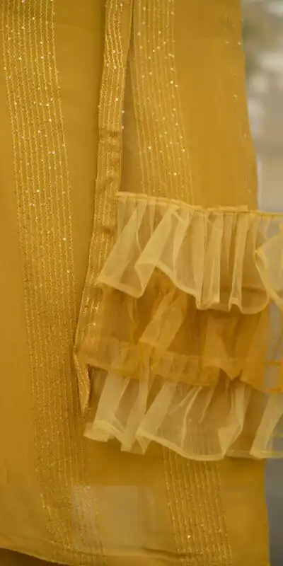 RTCKD 1040 Yellow Top: Heavy Rayon Dupatta: Net Work: Fancy Thread Embroidery Sequence Work Party, Wedding, Festive @1649/- Only | Casual Suits, Creative suits, Designer Suits, Party Wear Suits, Salwar suit, Straight Suits