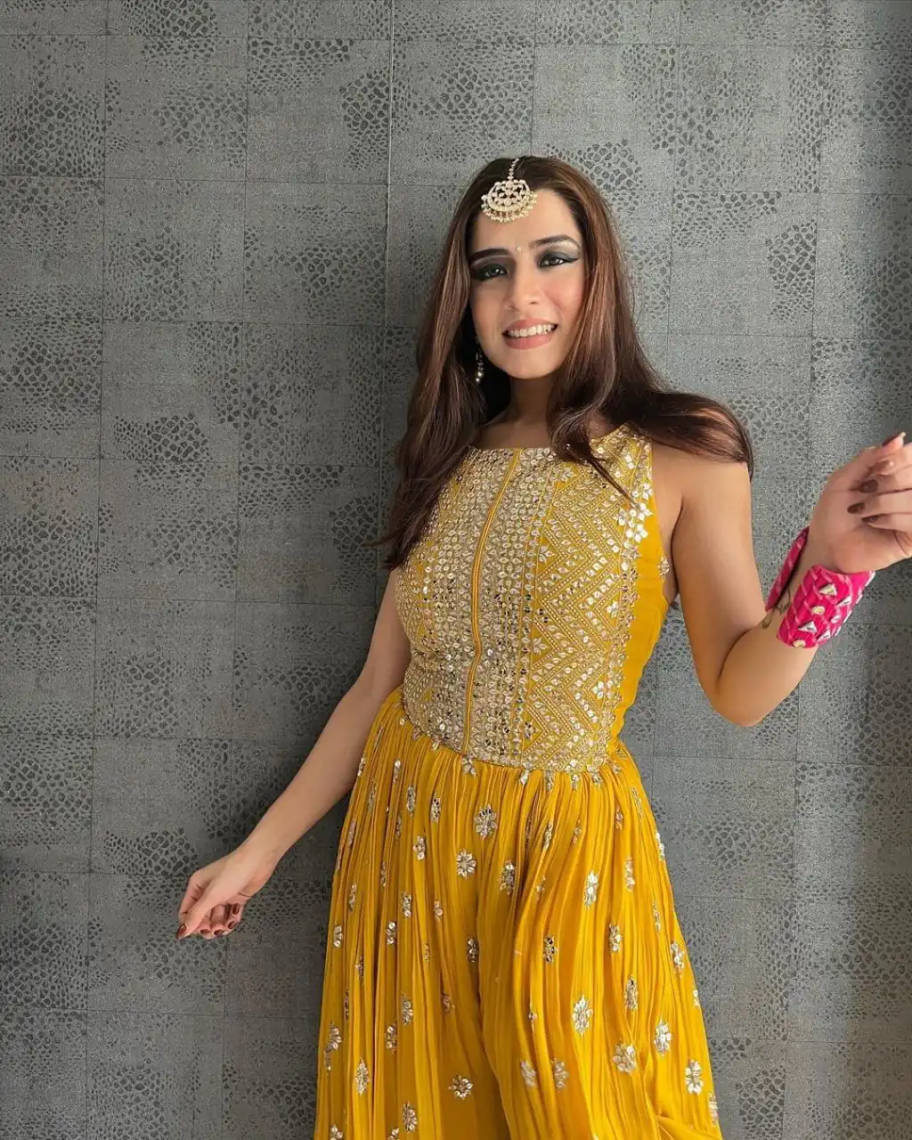 NSR 555 Yellow Jumpsuit : Heavy Faux Georgette Work : Heavy Embroidery With Sequin Work Flair : Each Leg 1.5 M Casual, Party @1699/- | Jump Suits, Casual Suits, Creative suits, Designer Suits, Palazzo Suits, Party Wear Suits, Salwar suit, Straight Suits