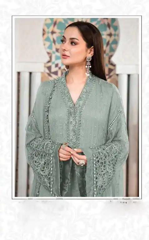 Designer Pakistani Style Grey Color Salwar Suit - Image 2