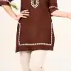 Fashionable Maroon Color Heavy Rayon With Embroidery Kurti