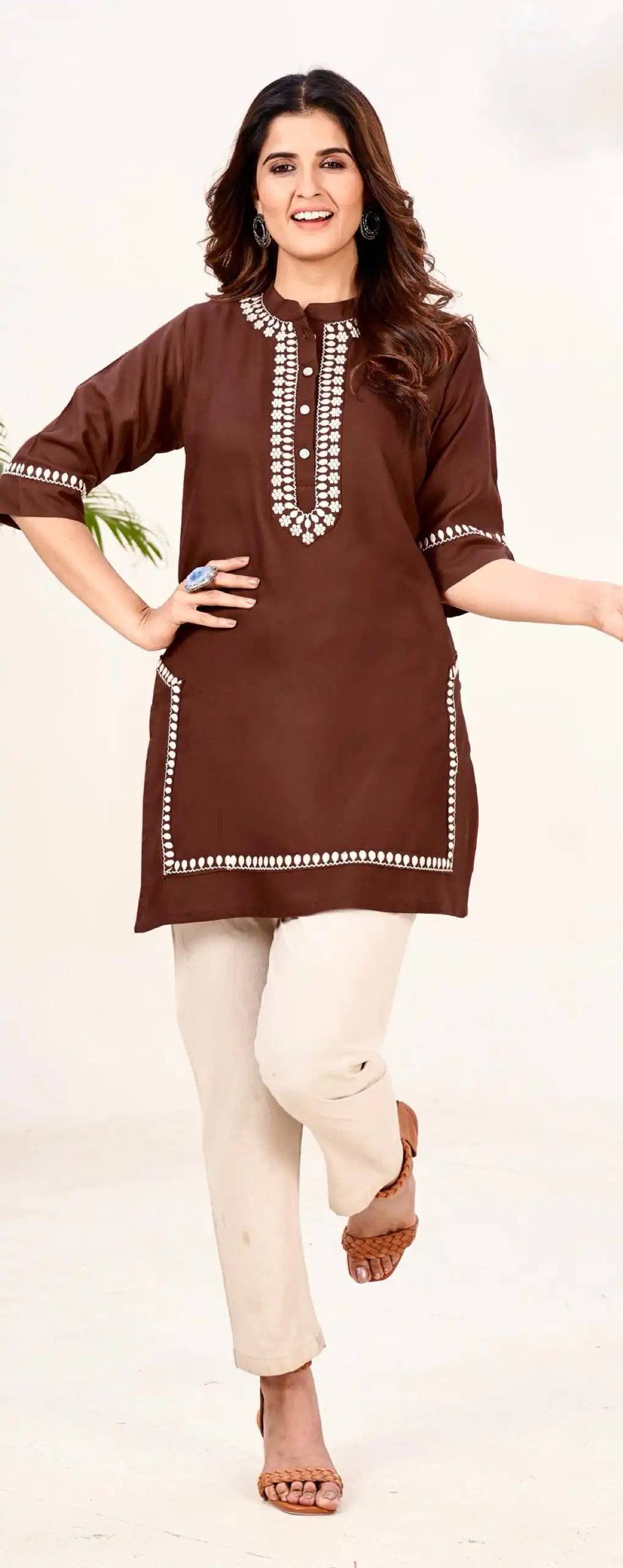INLI  Zia  Maroon Color Rayon With Embroidery work Kurti Casual, Wedding, Party, Festive, Events Etc. Expected Delivery 4-6 Working Days @1299/- | Bollywood Kurti, Creative Kurtis, Designer Kurti, Kurti, Party Wear Kurti, Selfie Kurti