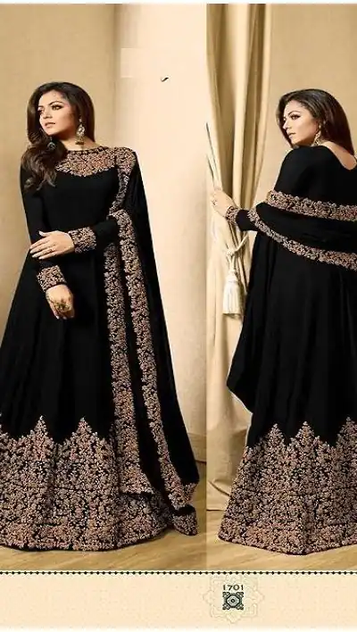 Floor Length Anarkali For Women's In Black Color With Heavy Georgette