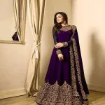 Floor Length Anarkali For Women's In Purple Color With Heavy Georgette