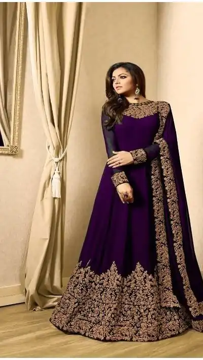 Floor Length Anarkali For Women's In Purple Color With Heavy Georgette