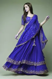 Resplendent Royal Blue Color Trendy Sequence Work Ruffle Lehenga Choli