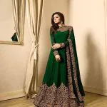 Floor Length Anarkali For Women's In Green Color With Heavy Georgette