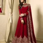 Floor Length Anarkali For Women's In Red Color With Heavy Georgette