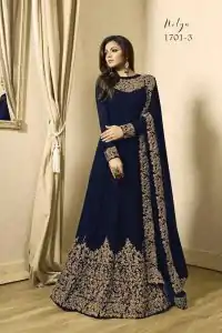 Floor Length Anarkali For Women's In Royal Blue Color With Heavy Georgette