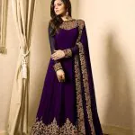 Floor Length Anarkali For Women's In Voilet Color With Heavy Georgette