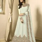 Floor Length Anarkali For Women's In White Color With Heavy Georgette