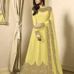 Floor Length Anarkali For Women's In Yellow Color With Heavy Georgette